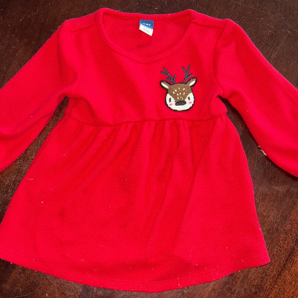 Old Navy Red Long-Sleeve Tee with Deer Patch